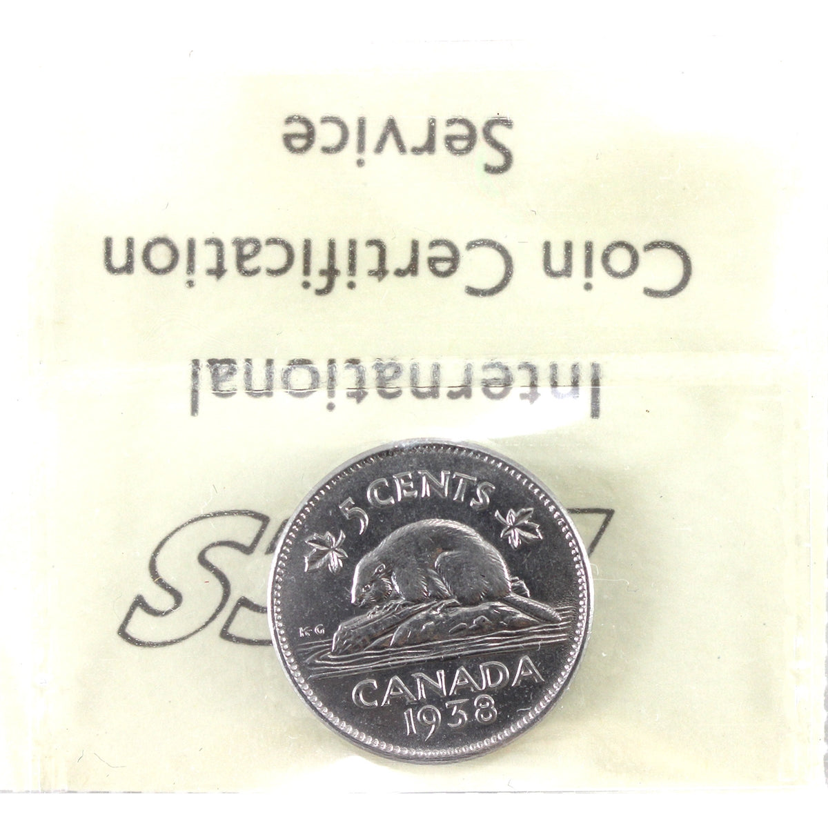 1938 Canada 5-cents ICCS Certified AU50