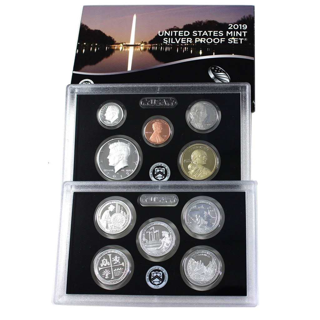 2019 S USA Silver Proof Set without W Cent (Lightly toned, light wear on envelope)