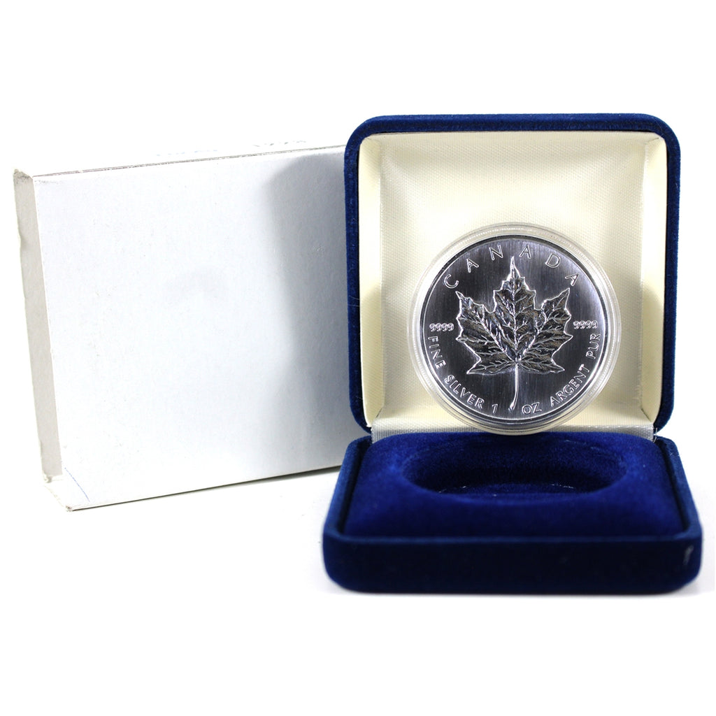 1998 Canada $5 1oz .9999 Silver Maple Leaf in Blue Mint Case (No Tax) Sleeve Flaws