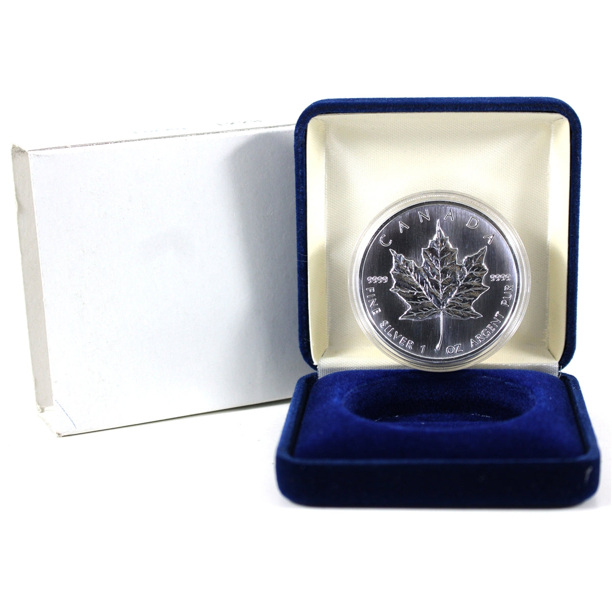 1998 Canada $5 1oz .9999 Silver Maple Leaf in Blue Mint Case (No Tax) Sleeve Flaws