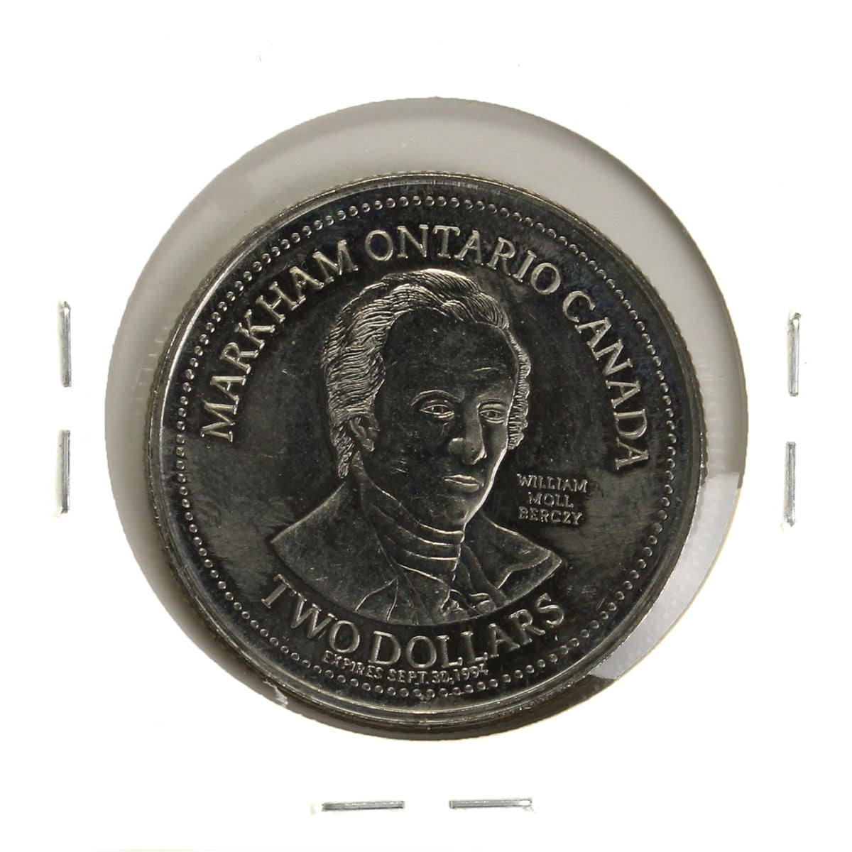 1994 Markham, ON, Two Dollar Trade Token: William Moll Berczy