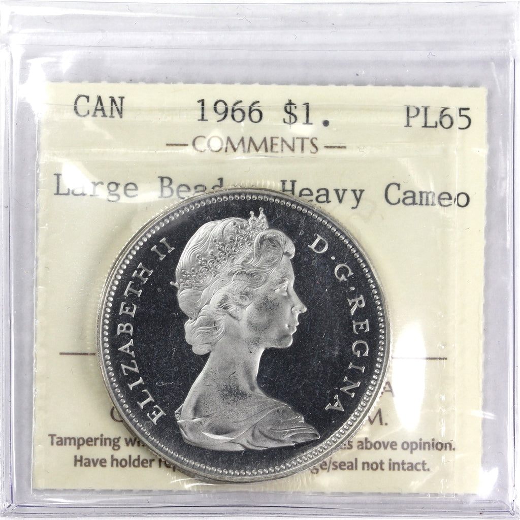 1966 Large Beads Canada Dollar ICCS Certified PL65 Heavy Cameo