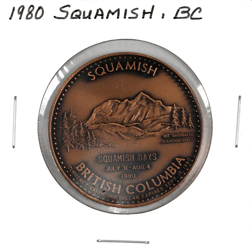 1980 Squamish, BC, Squamish Dollar Trade Token: The Royal Hudson Train Engine
