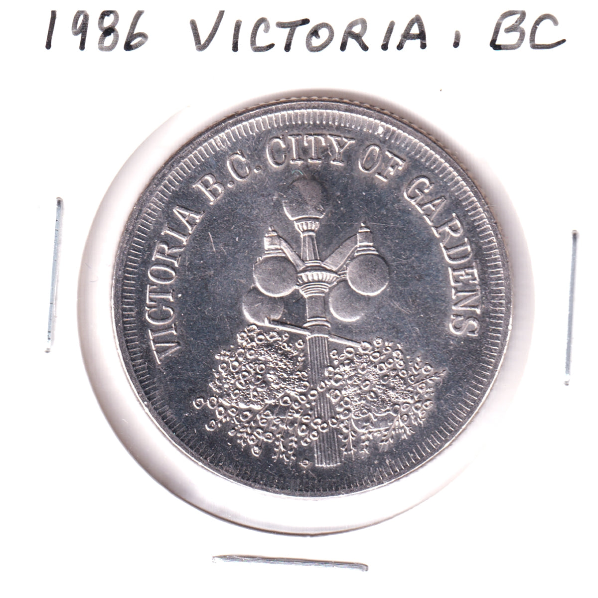 1986 Victoria, BC, City of Gardens Trade Dollar Token: Kwakiutl Killer Whale