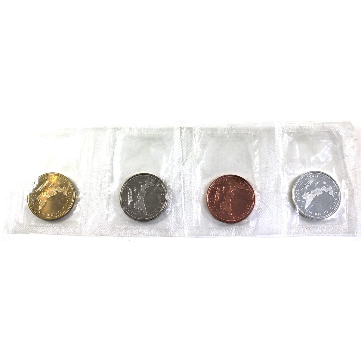 Set of 1973 PEI Confederation Medallions Made from 4 Different Metals, 4Pcs