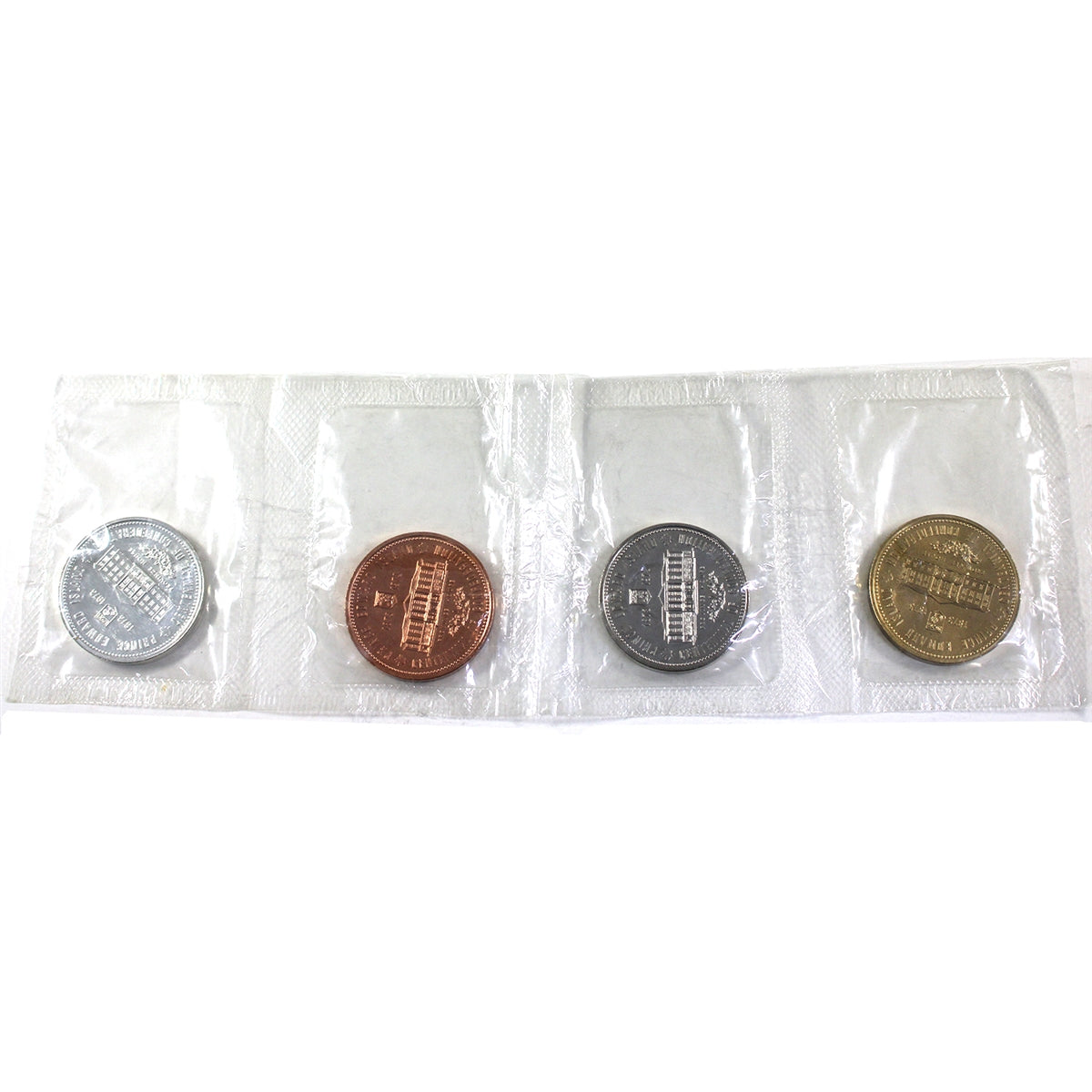 Set of 1973 PEI Confederation Medallions Made from 4 Different Metals, 4Pcs