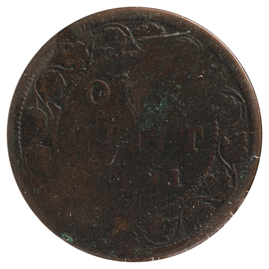 1891 SDLL Obv. 2 Canada 1-cent VG-F (Impaired)