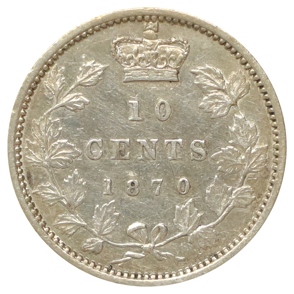 1870 Narrow 0 Canada 10-cents VF-EF (VF30) Impaired