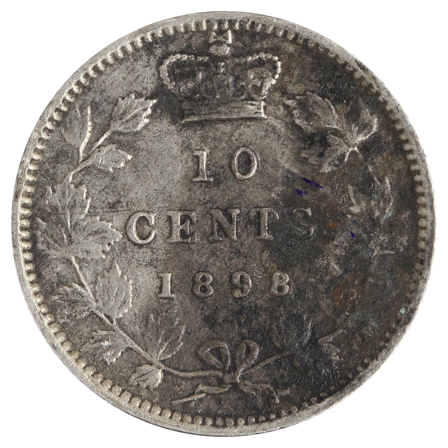 1898 Obv. 6 Canada 10-cents Very Fine (VF20) Scratched