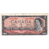 ERROR Cut Out of Register BC-38a-E25-i 1954 Canada $2 Beattie-Coyne,  VF