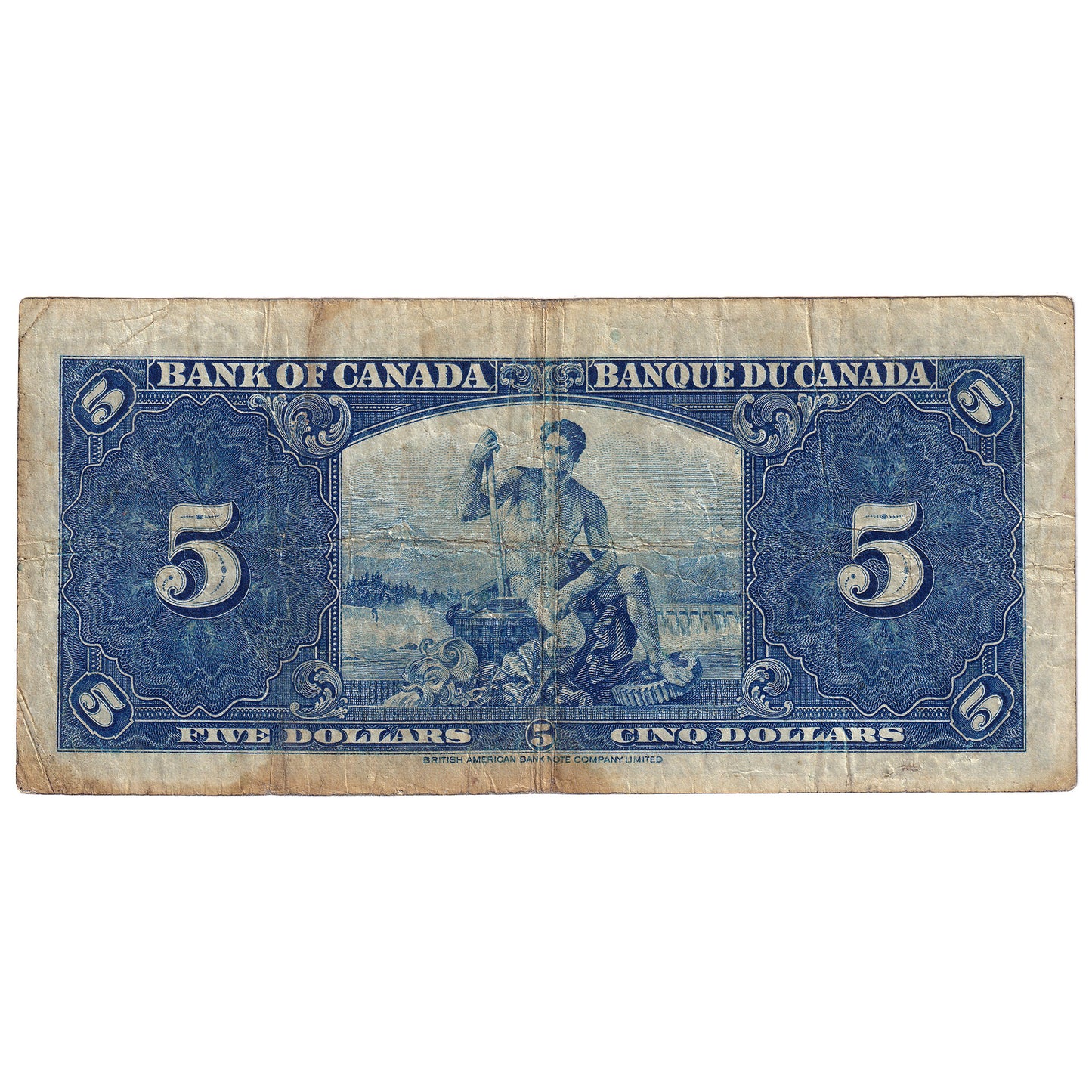 BC-23b 1937 Canada $5 Note, Gordon-Towers, Fine (Tears, holes, or impaired)