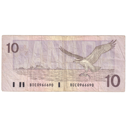 BC-57a-N1-iii 1989 $10 Thiessen-Crow, 3 Digit RADAR, BDE, Circ