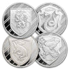 4x Harry Potter: Houses of Hogwarts 1oz Silver (No Tax) 4pcs. May have toning spots/scr capsule.