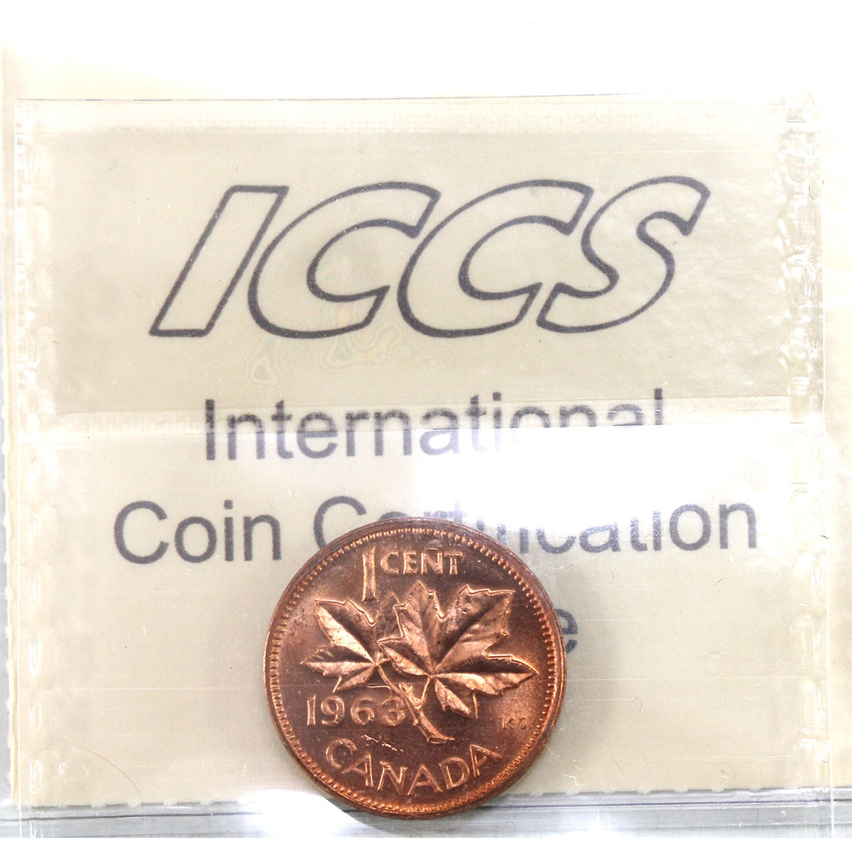 1963 Hanging 3 Canada 1-cent ICCS Certified MS63 Red