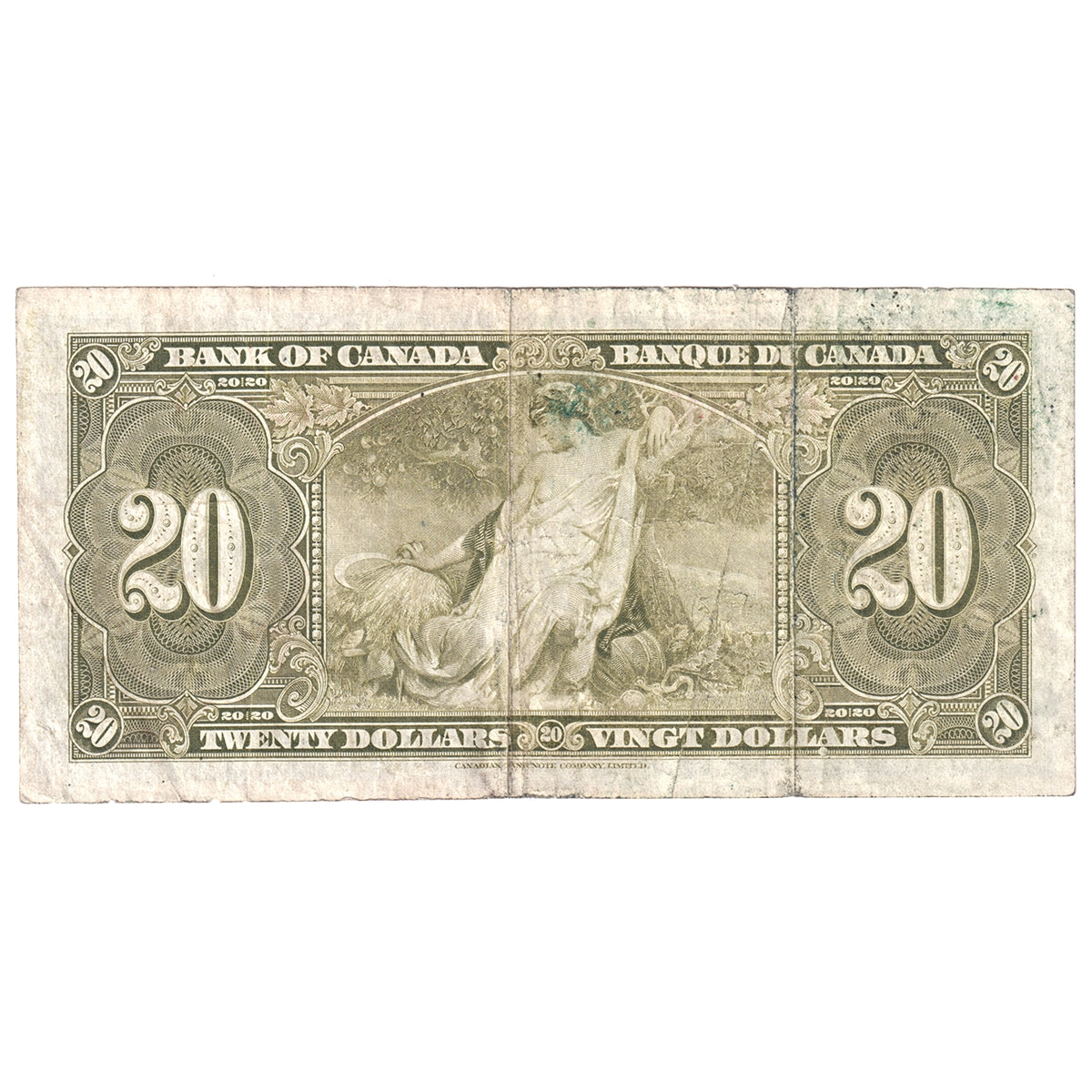BC-25b 1937 Canada $20 Gordon-Towers F-VF. Tears, Writing or Impaired