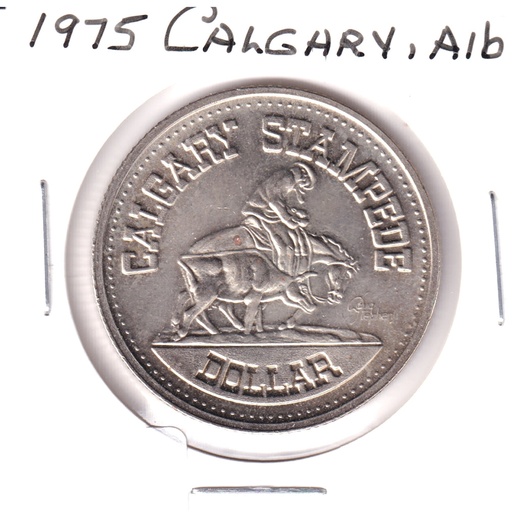 ERROR 1975 Calgary Stampede Dollar Trade Token: Calgary Centennial (Toning)