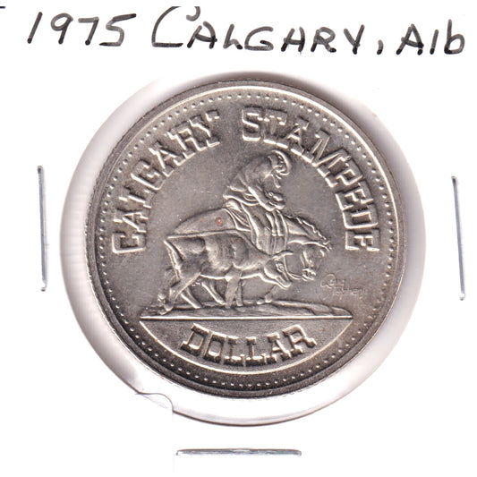 ERROR 1975 Calgary Stampede Dollar Trade Token: Calgary Centennial (Toning)