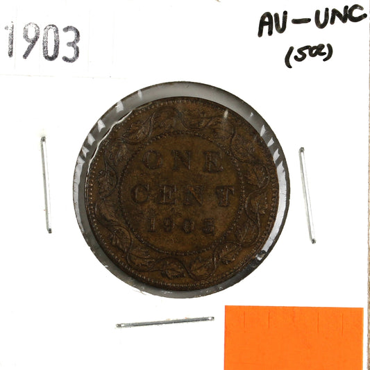 1903 Canada 1-cent AU-UNC (AU55) Scratched, cleaned, or impaired
