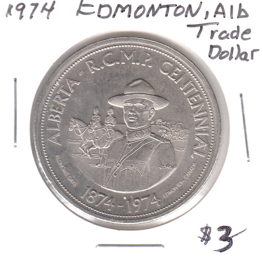 1974 Edmonton Klondike Days Souvenir Trade Dollar Token: RCMP Centennial