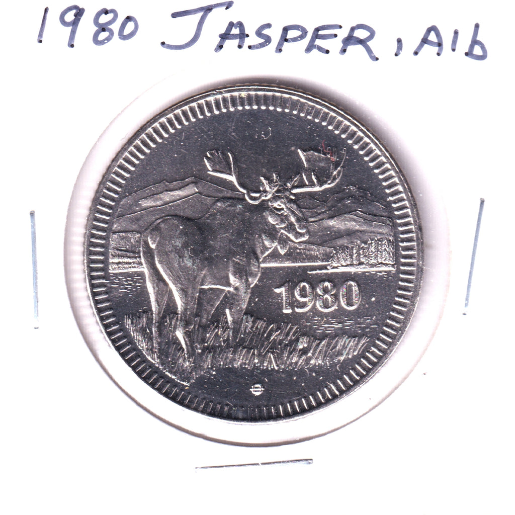 1980 Jasper, Alberta, Souvenir Dollar: Moose