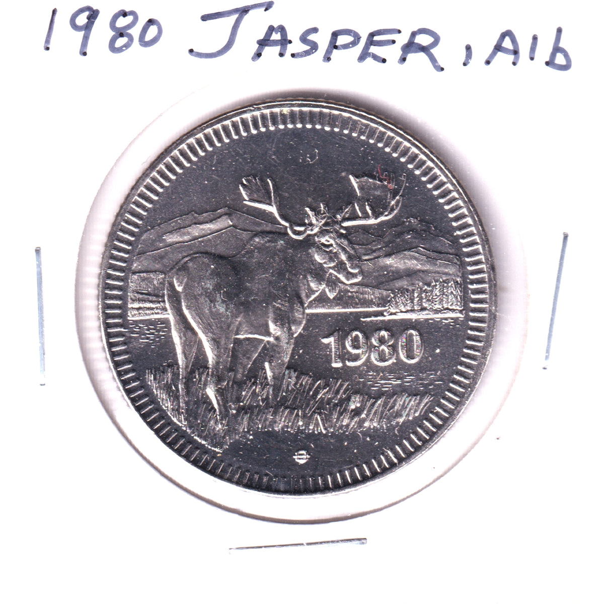 1980 Jasper, Alberta, Souvenir Dollar: Moose