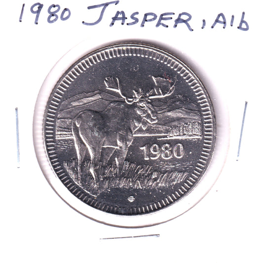 1980 Jasper, Alberta, Souvenir Dollar: Moose