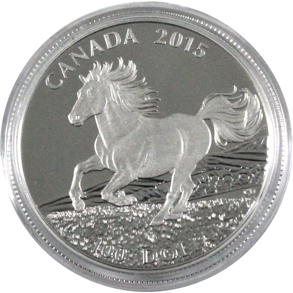 2015 $100 for $100 Canadian Horse Fine Silver (No Tax) Capsule Only (Coin scuffed)