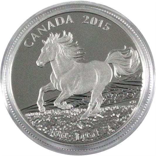 2015 $100 for $100 Canadian Horse Fine Silver (No Tax) Capsule Only (Coin scuffed)
