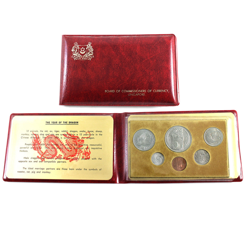 1976 Singapore Year of the Dragon Mint Set in Folder (Toning)