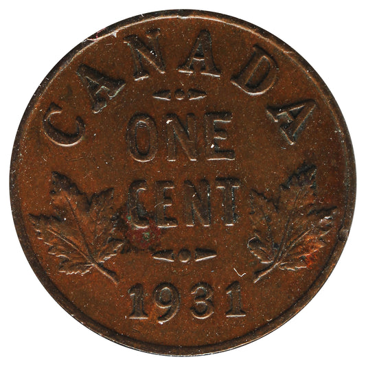 ERROR 1931 Canada 1-cent Extra Fine (EF40) Lamination