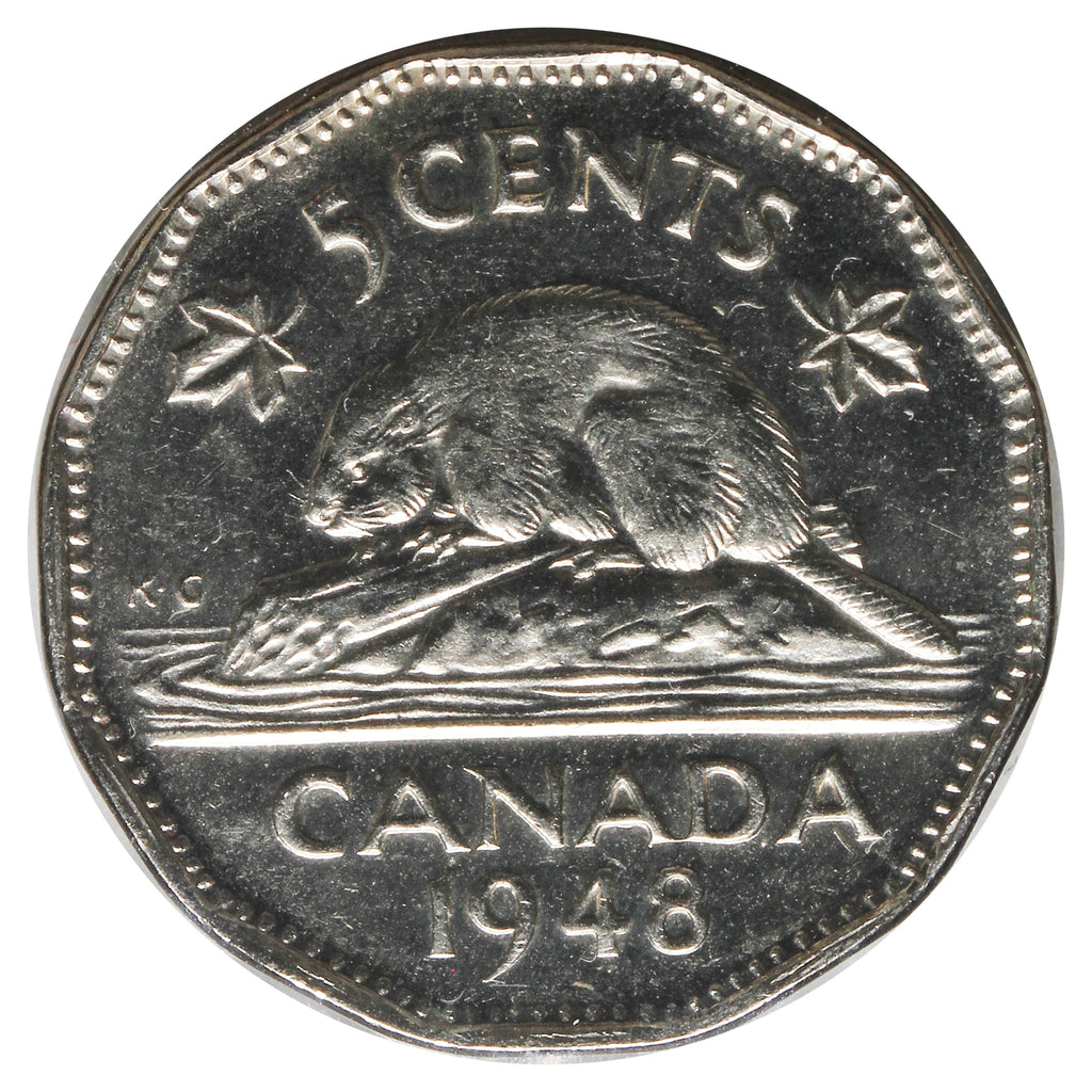 1948 Canada 5-cents Brilliant Uncirculated (MS63) Impaired