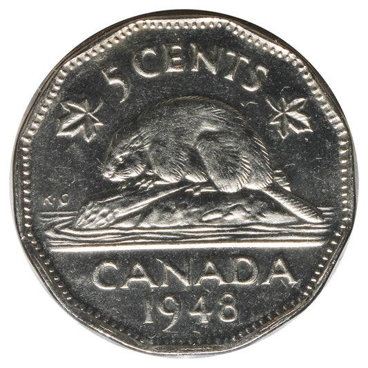 1948 Canada 5-cents Brilliant Uncirculated (MS63) Impaired