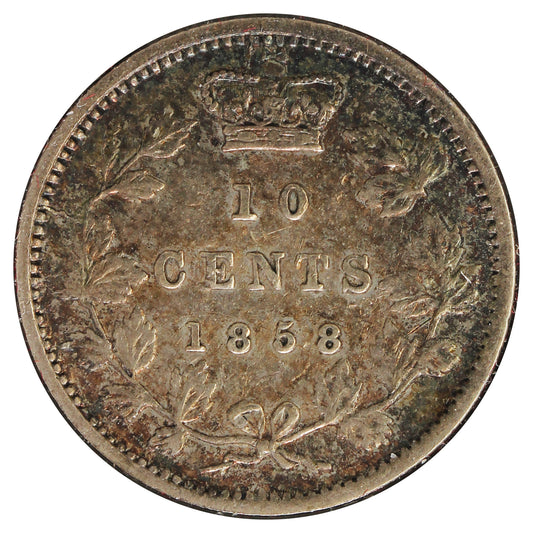 1858 Canada 10-cents Very Fine (VF-20) Cleaned