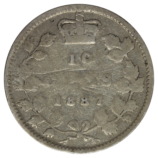1887 Canada 10-cents Very Good (VG-8) Impaired