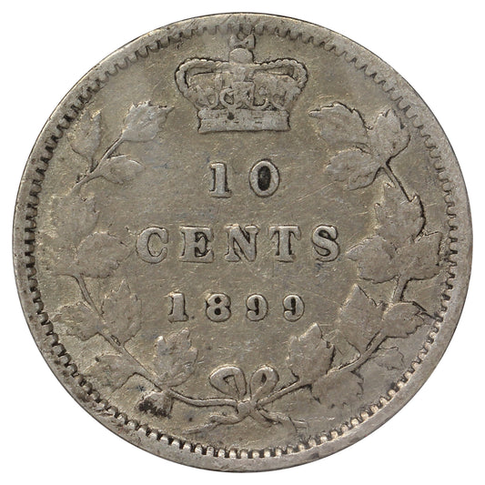 1899 Small 9's Canada 10-cents Fine (F-12) Bent