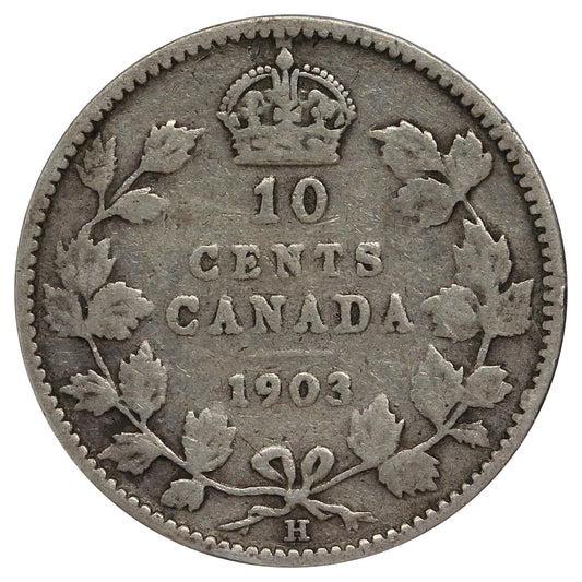 ERROR 1903H Canada 10-cents G-VG (G6) Lamination