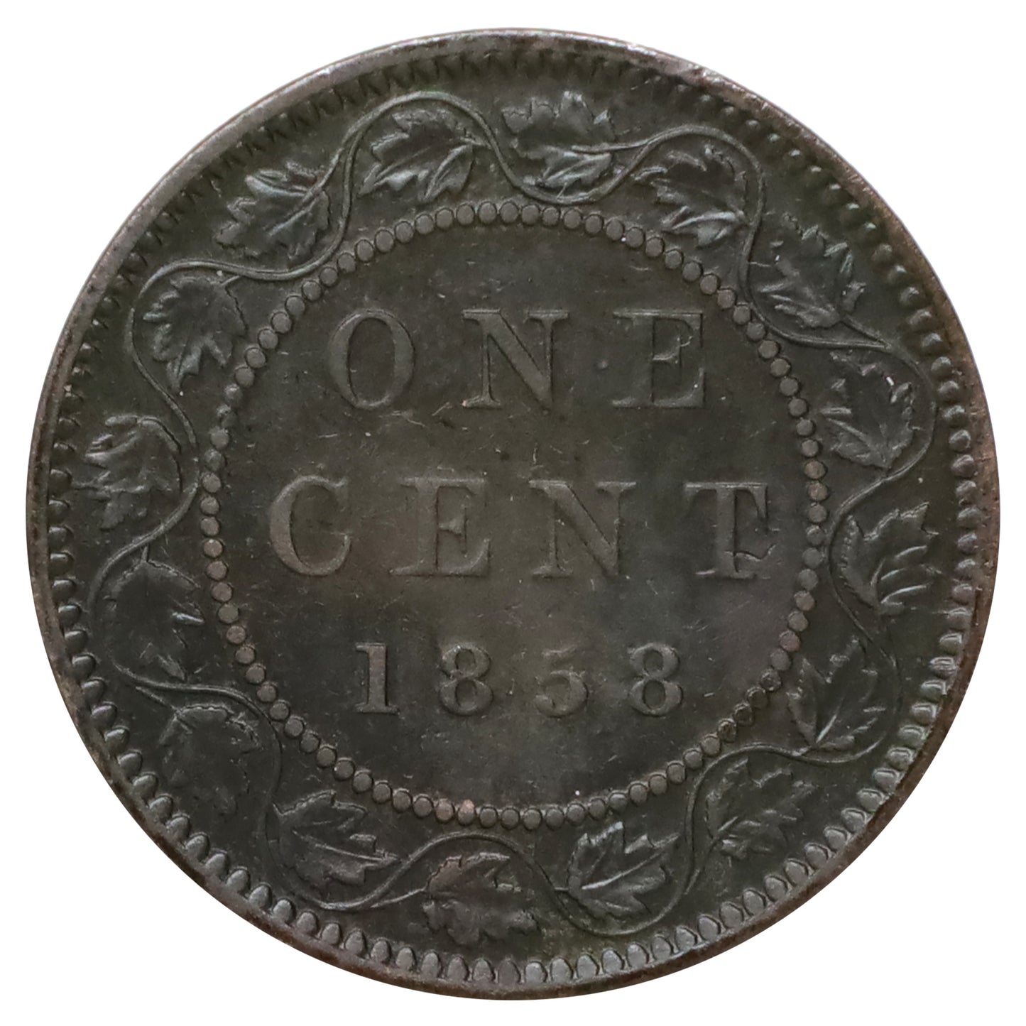 1858 Canada 1-cent Extra Fine (EF40) Corroded