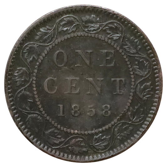 1858 Canada 1-cent Extra Fine (EF40) Corroded