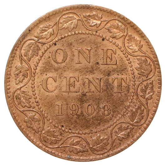 1908 Canada 1-cent Brilliant Uncirculated (MS63) Scratched, marks, or impaired