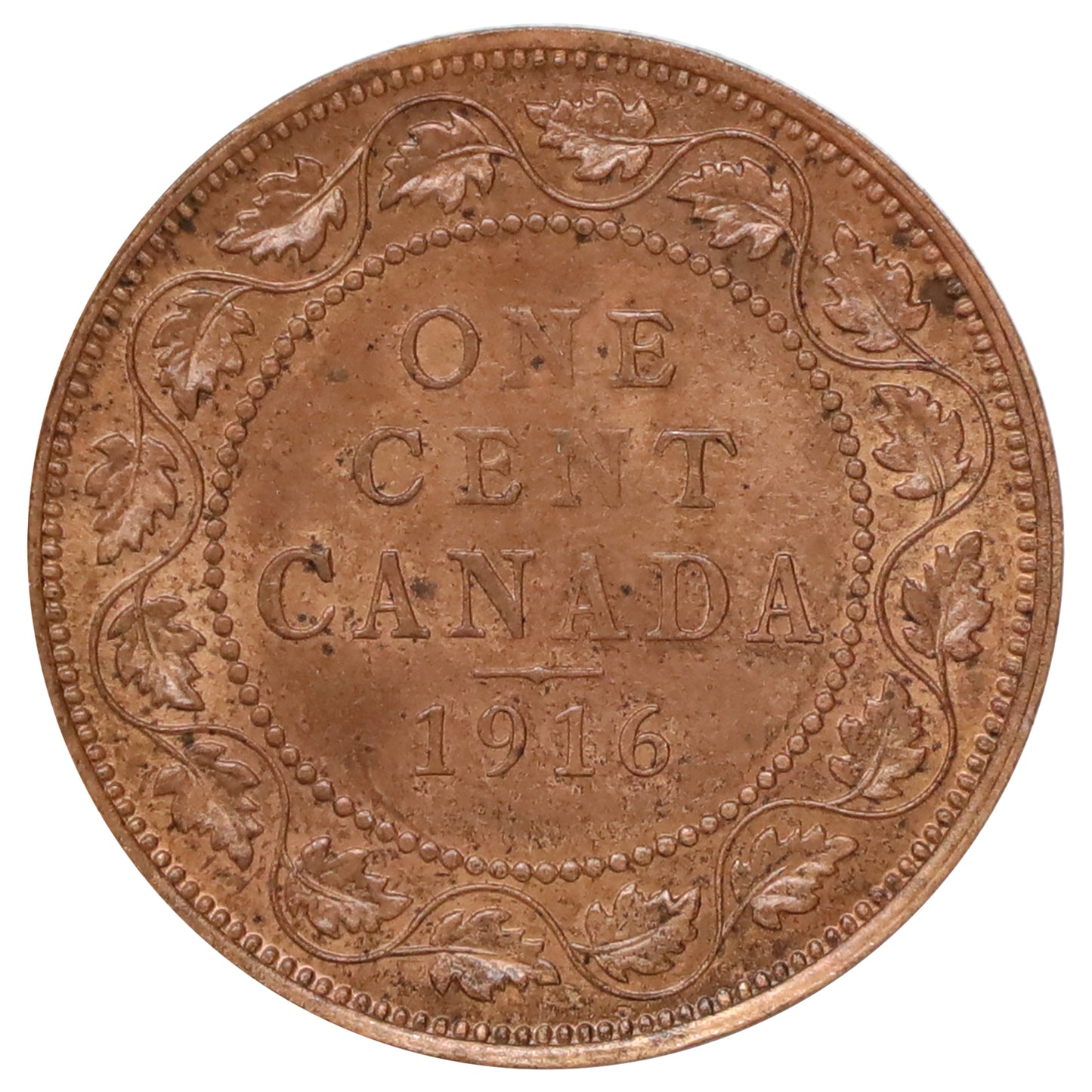 1916 Canada 1-cent Brilliant Uncirculated (MS63) Lustrous Red & Brown