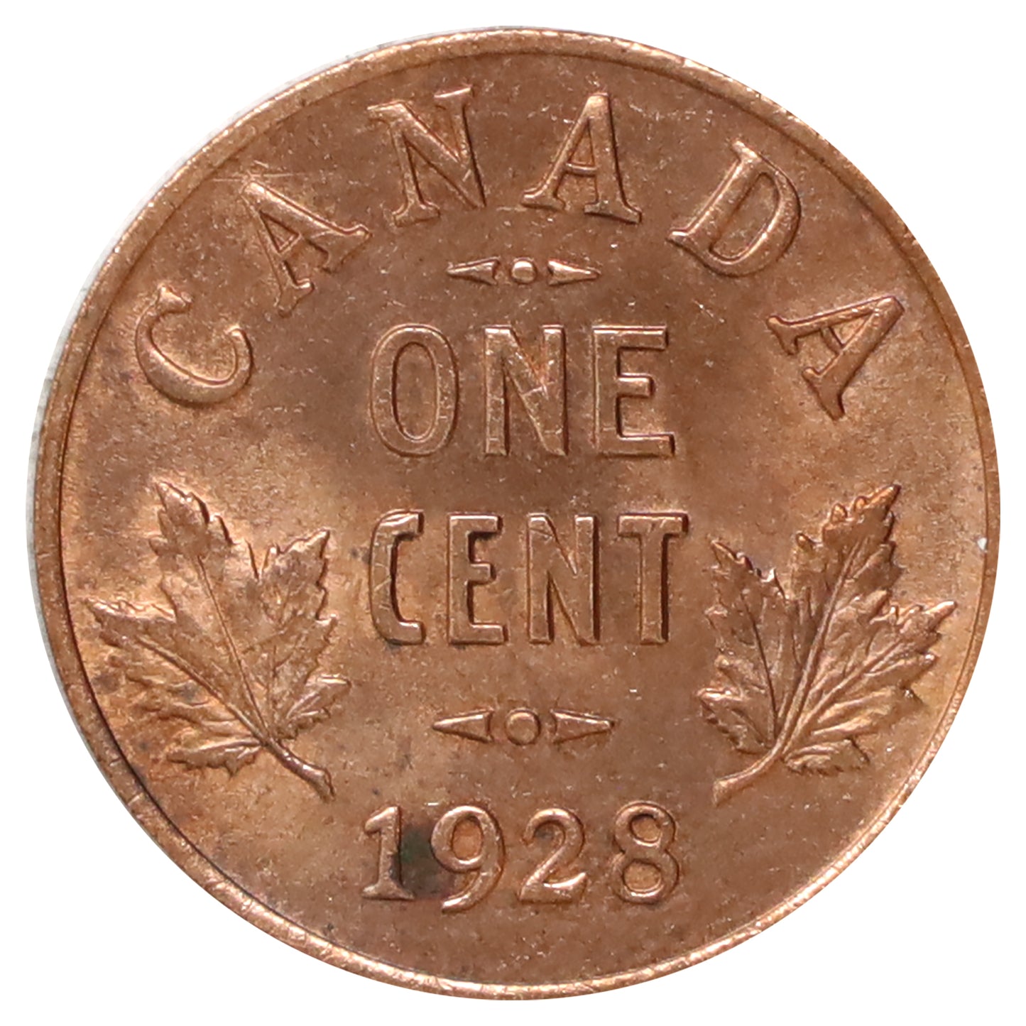 1928 Canada 1-cent Choice Brilliant Uncirculated (MS64) Scratched, marks, or impaired