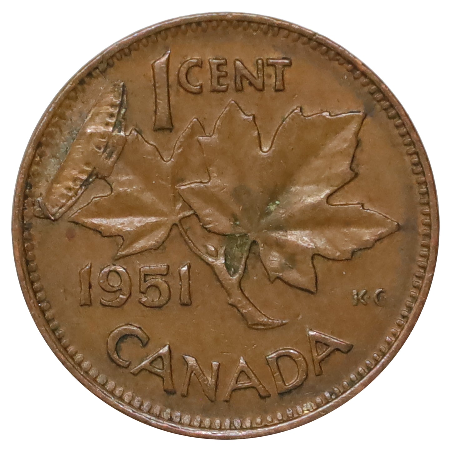 ERROR 1951 Canada 1-cent Lamination Error