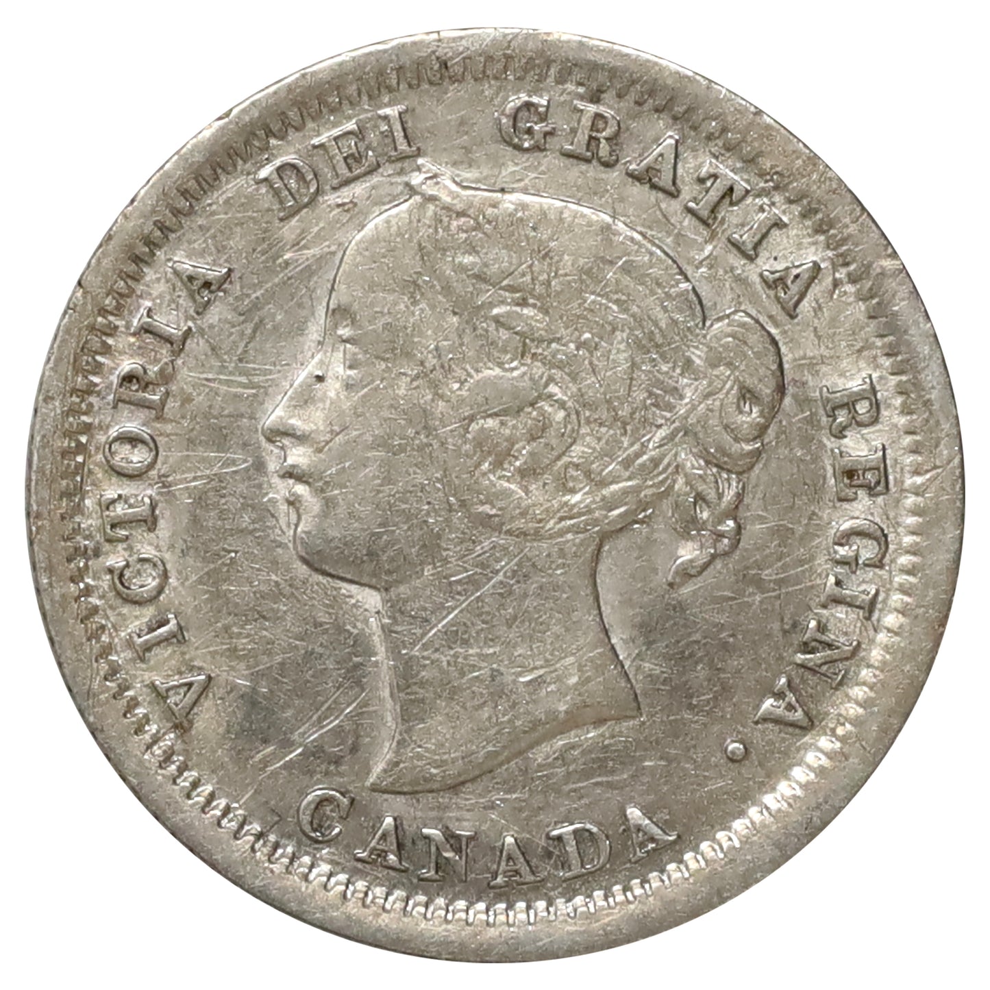 1858 Small Date Canada 5-cents EF-AU (EF45) Scratched, marks, or impaired