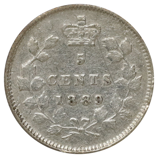 1889 Canada 5-cents VF-EF (VF30) Scratched, marks, or impaired