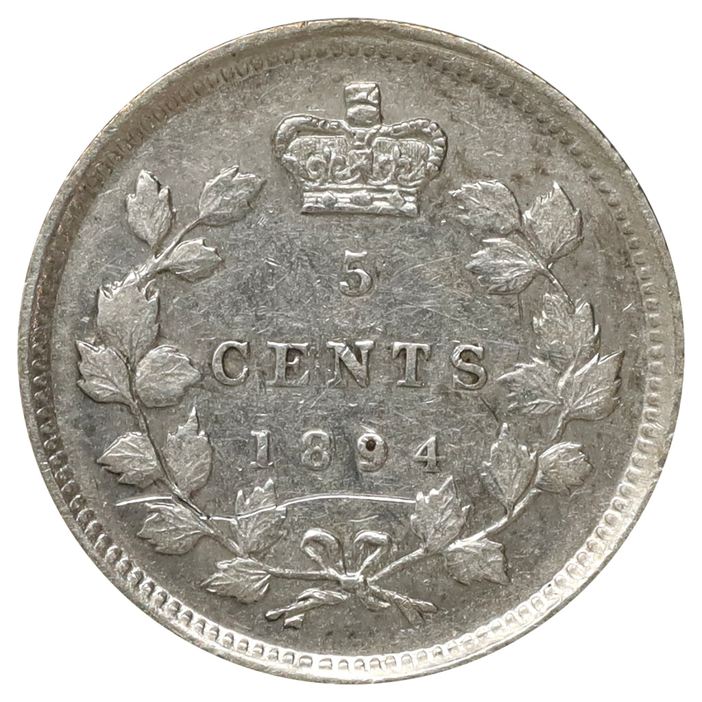 1894 Canada 5-cents EF-AU (EF45) Scratched, marks, or impaired
