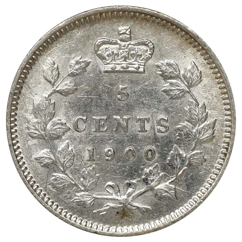 1900 Oval 0s Canada 5-cents AU-UNC (AU55) Scratched, marks, or impaired