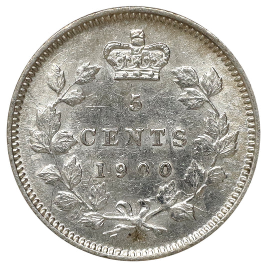 1900 Oval 0s Canada 5-cents AU-UNC (AU55) Scratched, marks, or impaired