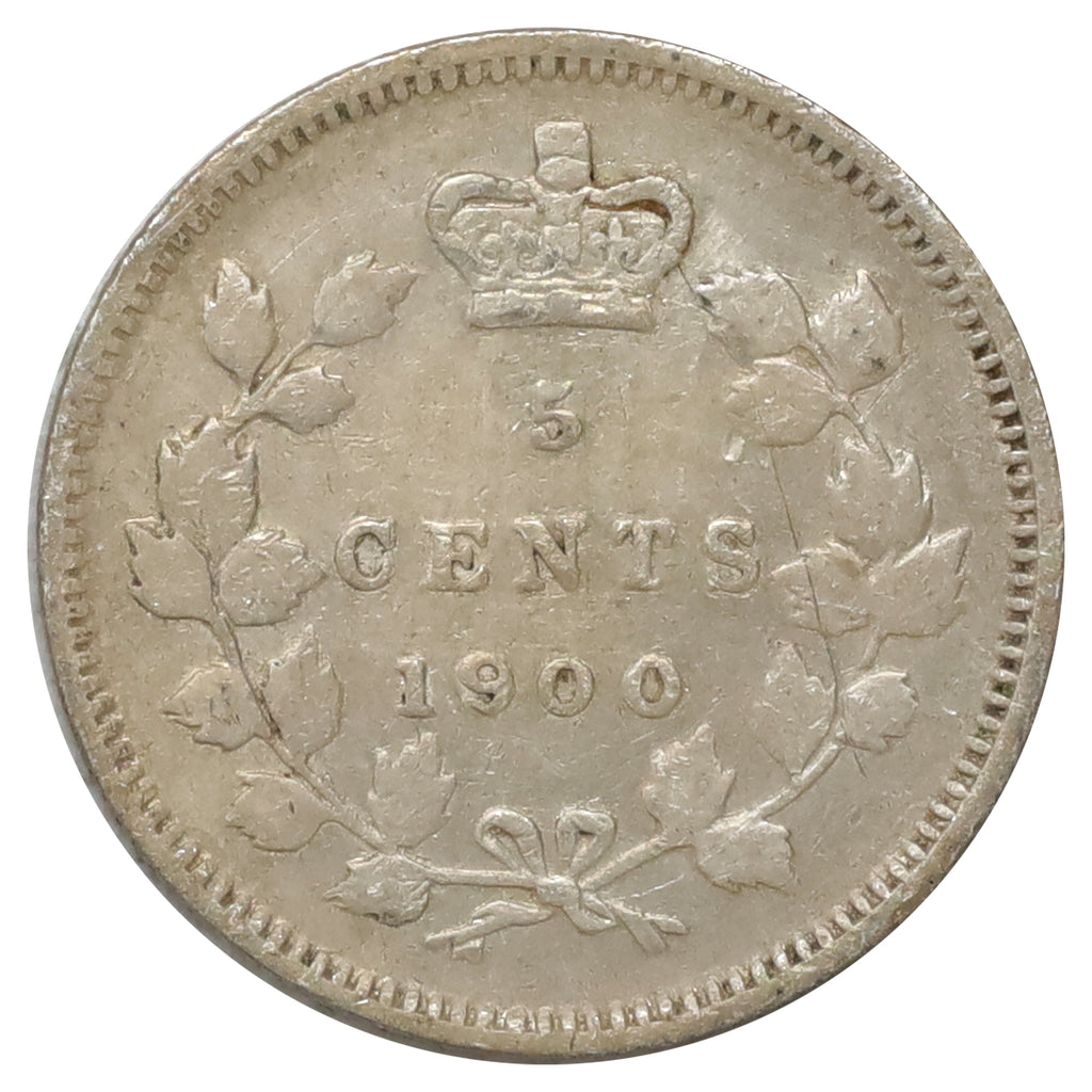 1900 Round 0s Canada 5-cents F-VF (F15) Scratched, marks, or impaired