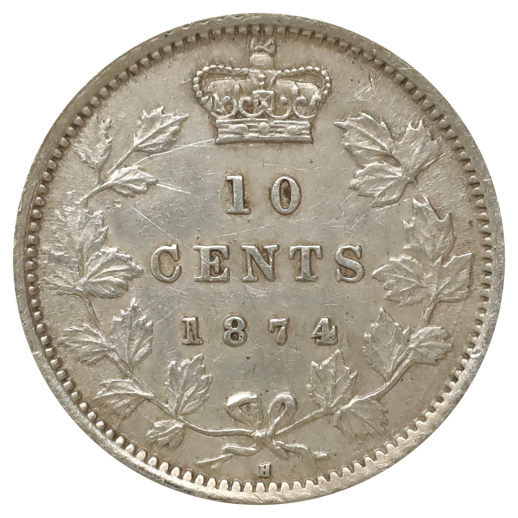 1874H Canada 10-cents EF-AU (EF45) Scratched, marks, or impaired