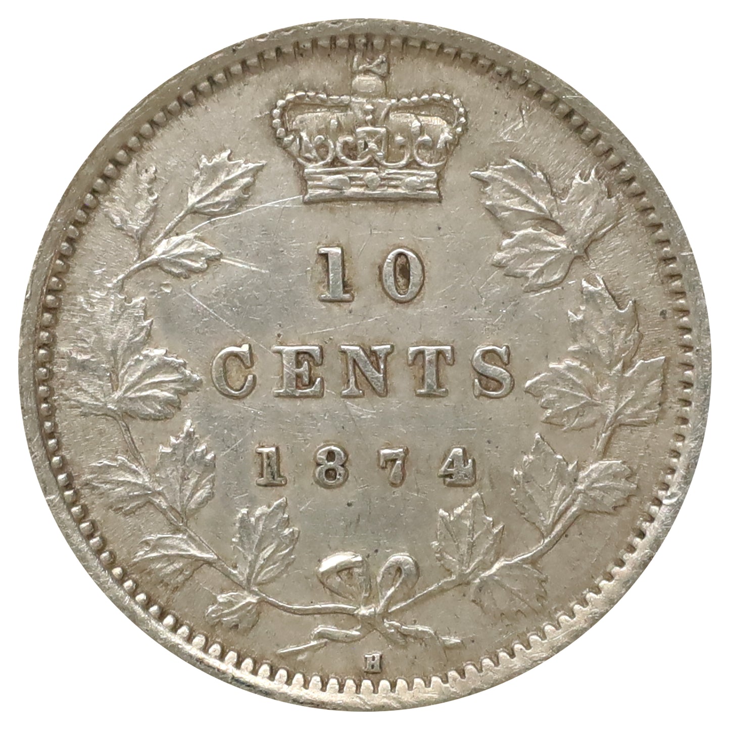 1874H Canada 10-cents EF-AU (EF45) Scratched, marks, or impaired